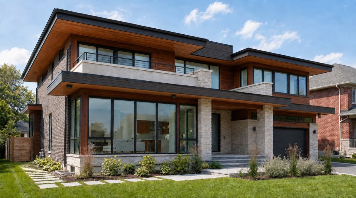 Modern two-storey home with integrated low-voltage and network systems